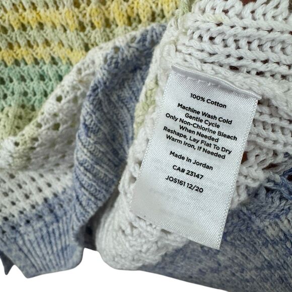 Talbots Small Crochet Knit Sweater Pastel Rainbow 3/4 Sleeve Pullover Womens - Picture 4 of 12